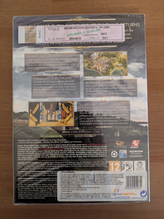 Jogo PC NOVO e SELADO - Sid Meiers Civilization V