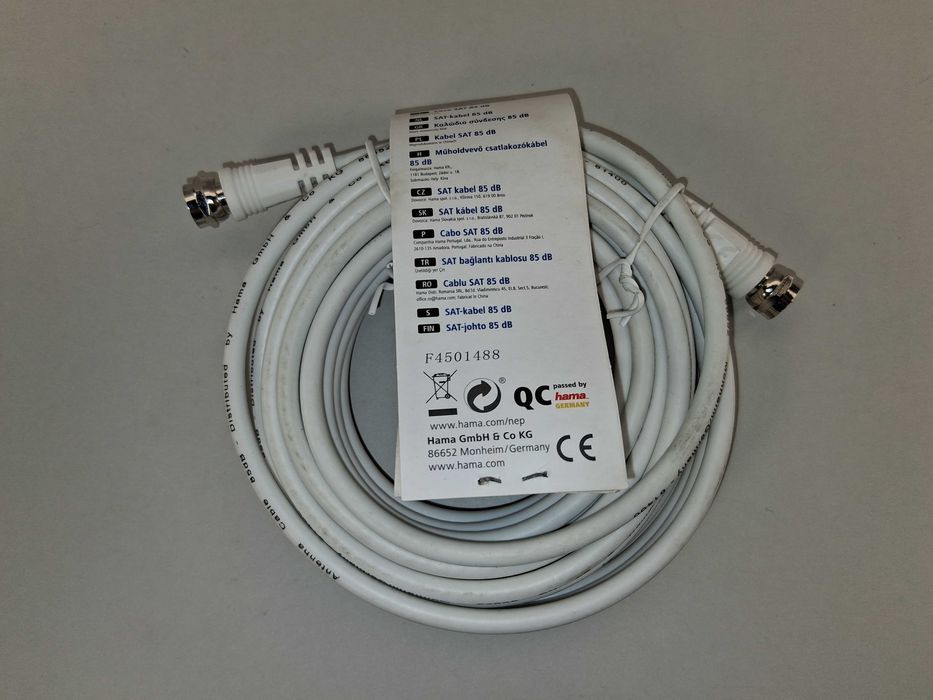 N240 Kabel Antenowy Satelitarny TV Hama Classic Line F-Plug 5m 85dB