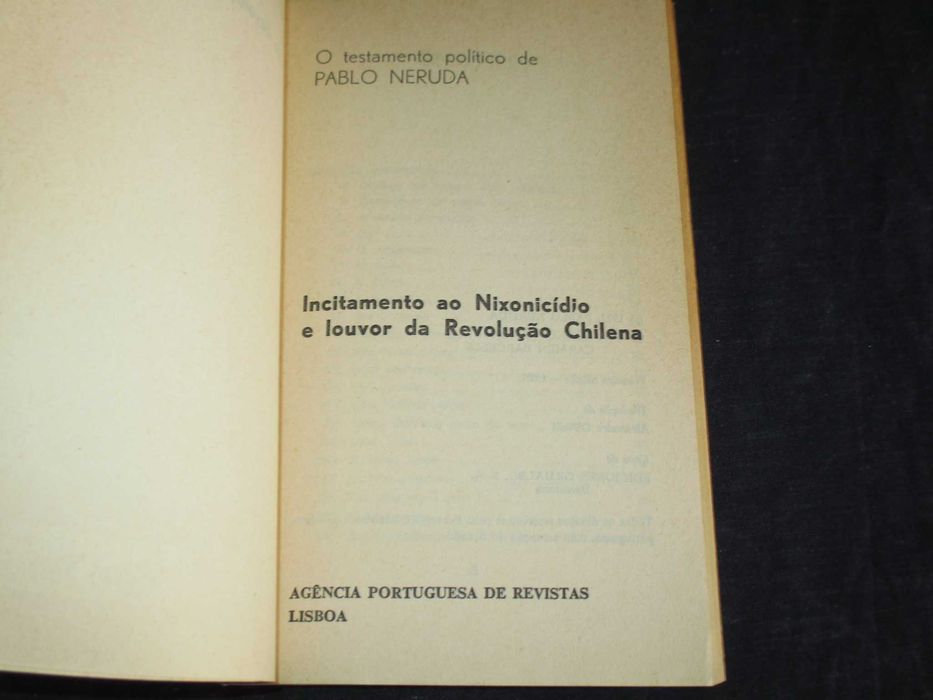 Livro O Testamento Poético de Pablo Neruda 1ª edição 1975