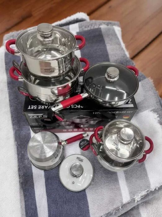 Набір посуду з нержавійки з антипригарним покриттям 12 предметів