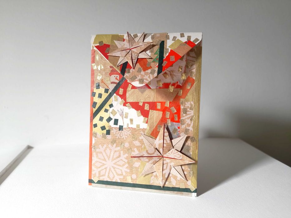 Arte de Colagem para Emoldurar, Assemblagem Envelope Rústico de Natal
