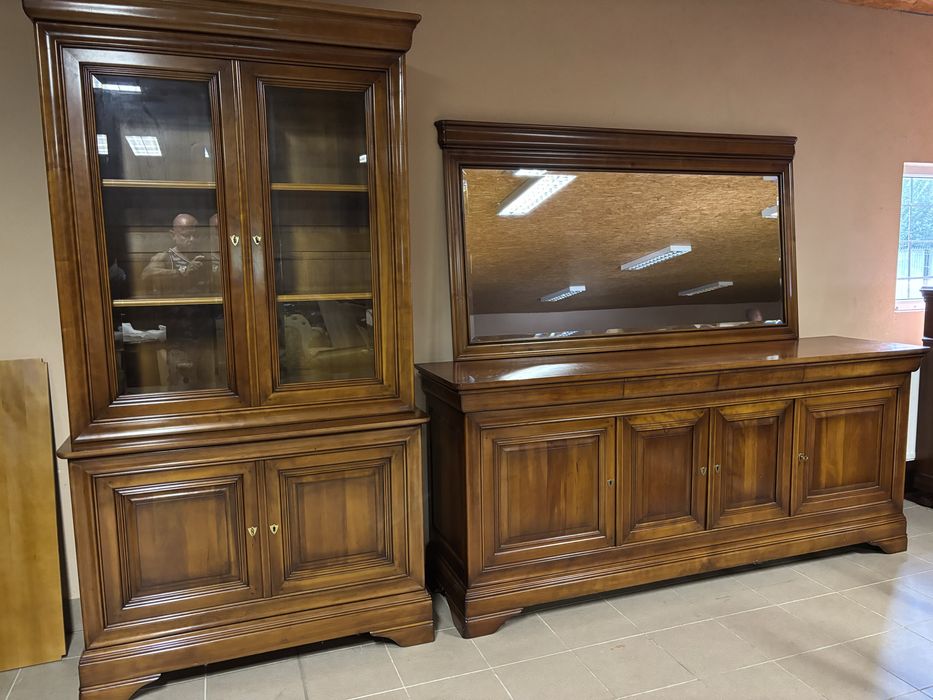 Piekny Stylowy Zestaw Komoda lustro witryna stół 6 krzeseł jak Selva