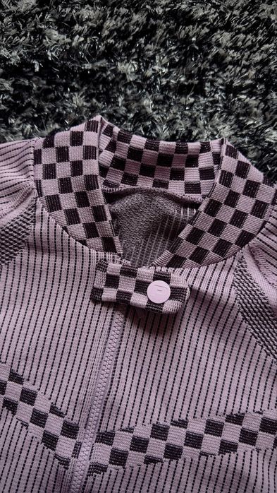 Prozis Top Ciclismo Cropped Zip | Rosa Xadrez | Novo