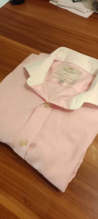 Casualowa koszula w drobną kratkę z długim rękawem L bawełna