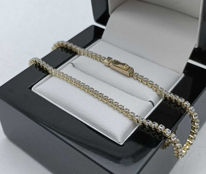 Złota Bransoletka Tenisowa Cyrkonie 3,36G P585 14K 19CM 0,3CM