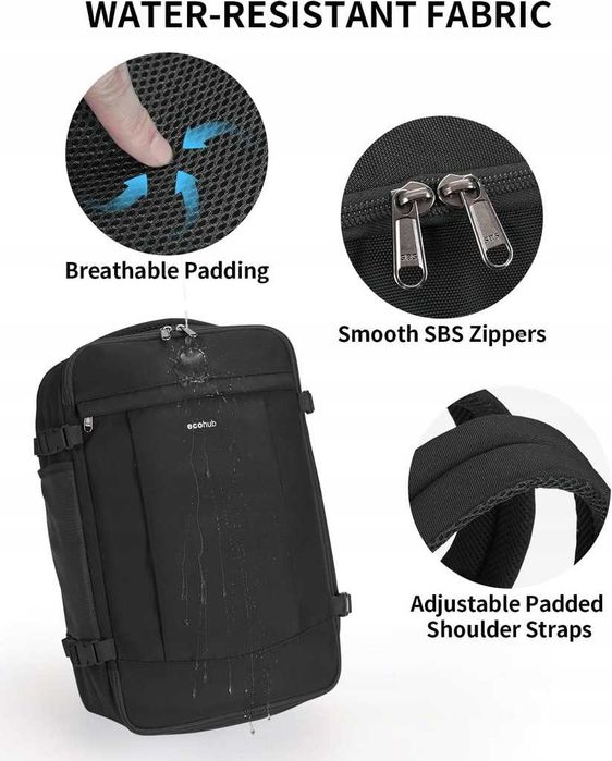 Plecak podręczny kabinowy ECOHUB  RYANAIR 20 L czarny