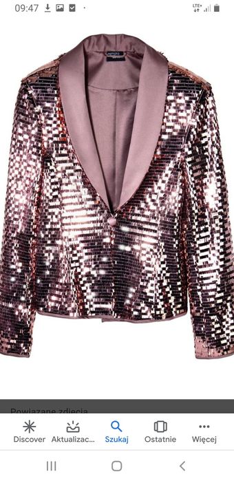 Marynarka żakiet cekinowa cekiny błyszcząca 36 s Sylwester złota