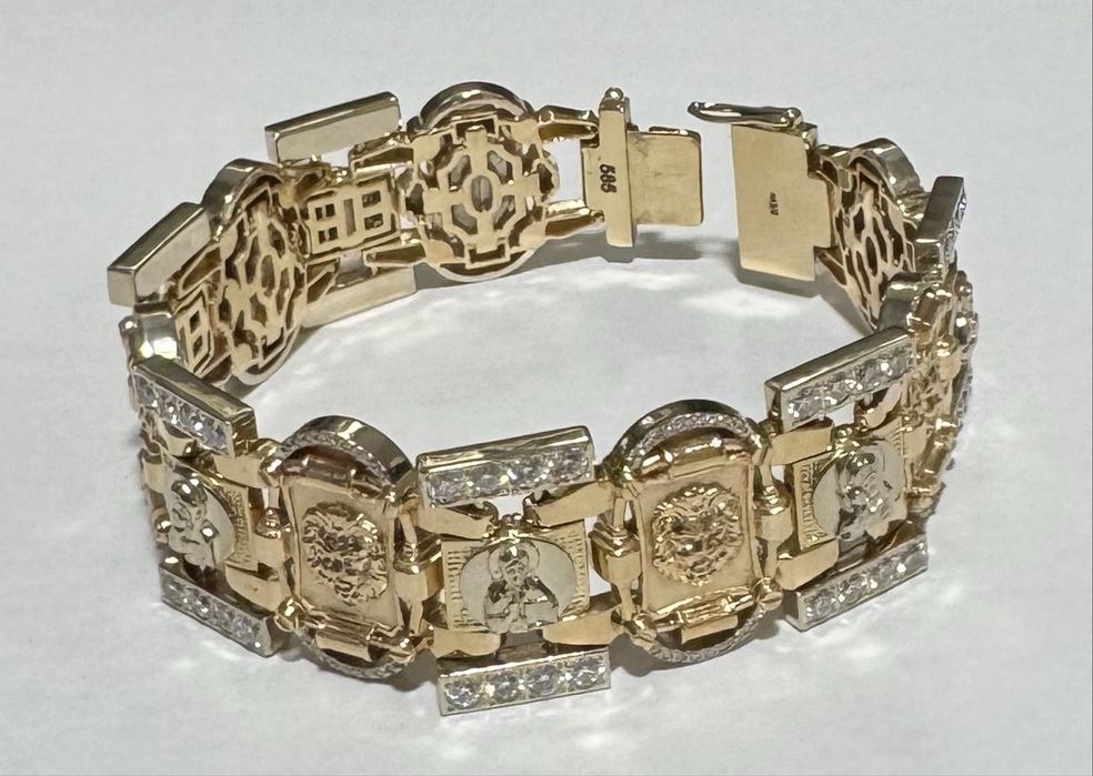 Золотой браслет с бриллиантами 147 грамма