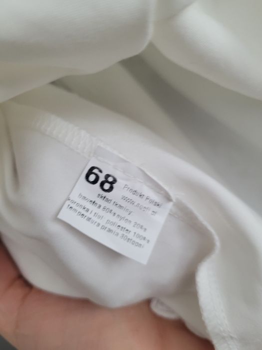 Zestaw na chrzest sukienka Noeli ecru Margaret 68 + buciki + opaska z