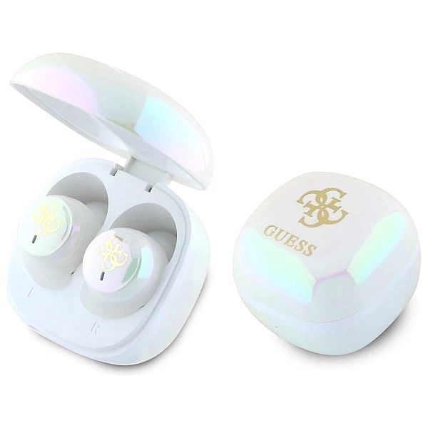 Słuchawki Bluetooth Guess Iridescent 4G Printed Logo TWS + stacja doku