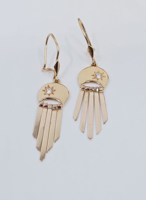 Złote kolczyki wiszące próba 585 14k Używane