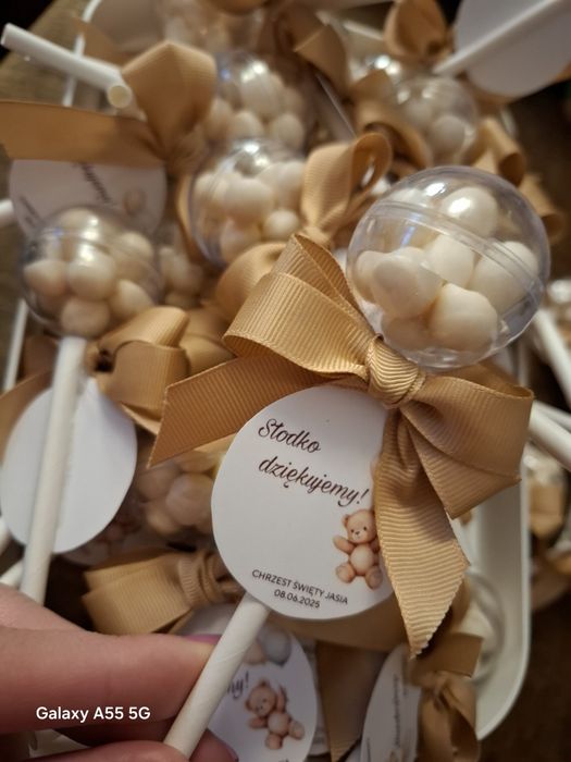 Lizaki grzechotki na chrzciny/komunię -podziękowanie dla gości