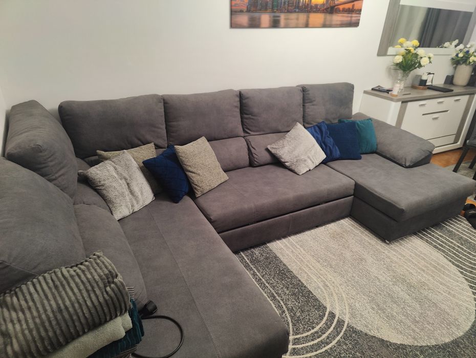 Sofá de canto PARMA com chaise longue e cama