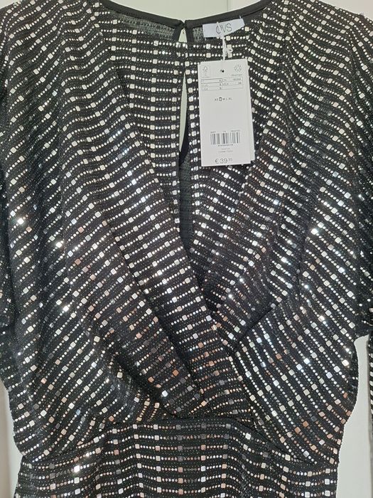 Sukienka w cekiny srebrna czarna rozmiar s