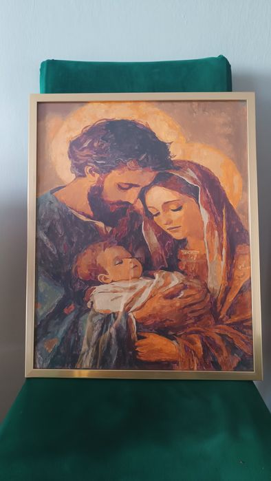 Obraz ręcznie malowany Święta Rodzina 40x50