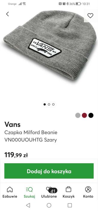 Vans  Oryginalna Czapka Milford Beanie kolor szary, nowa bez metki