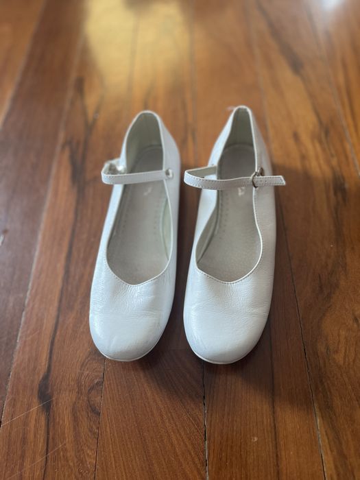 Buty baleriny białe komunijne, wizytowe dla dziewczynki 38