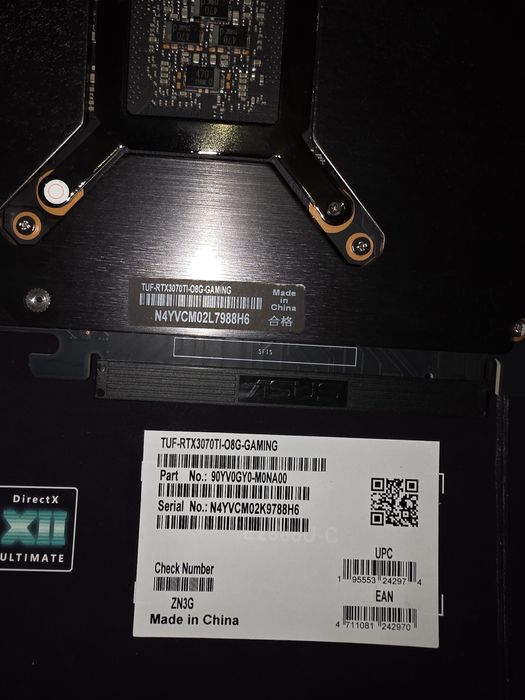 Ігрова відеокарта Asus TUF RTX 3070 Ti (8GB). Повний комплект