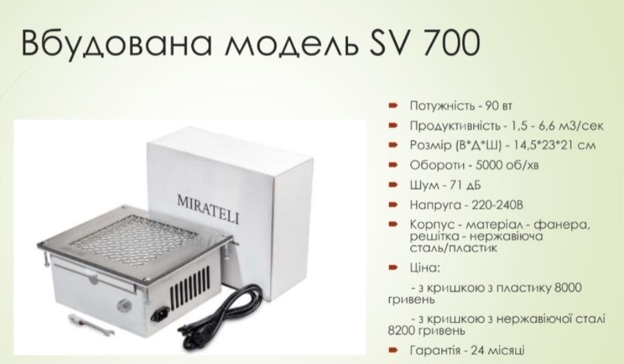 Манікюрна  вбудова витяжка