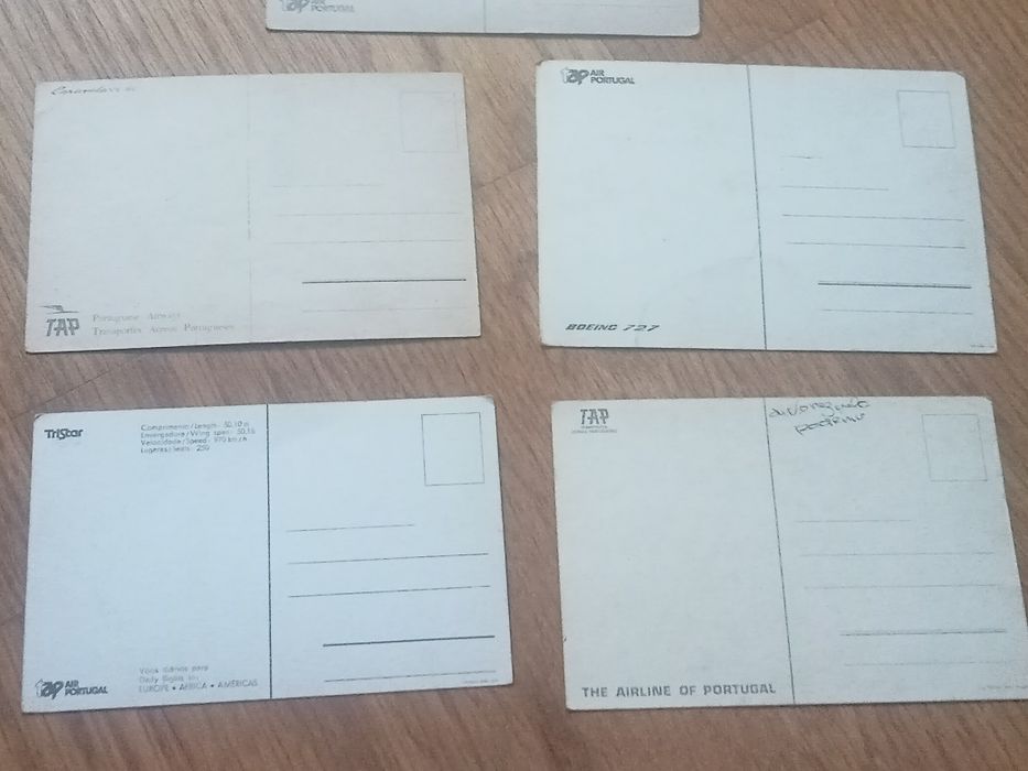 Belo lote de 8 postais ( 5 da TAP e 3 diversos)