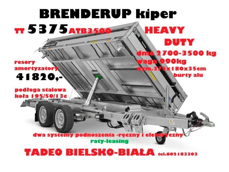 Brenderup TT5375ATB3500 Heavy Duty  najnowszy model TT5375 5375 HD 3500kg DMC 375x180x35 cm