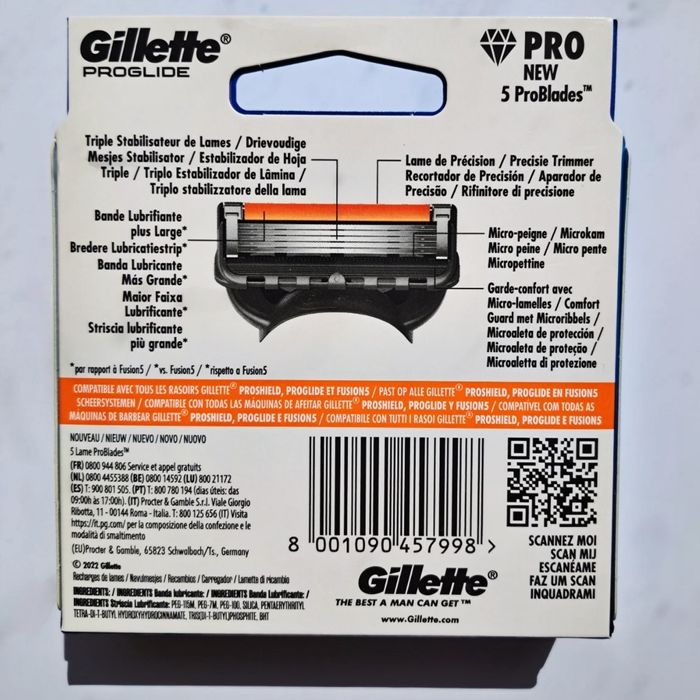 6 шт Gillette ProGlide змінні леза (вир. Німеччина) - 100% оригінал