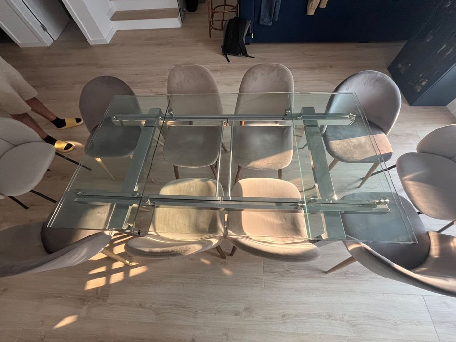 Mesa de vidro extensível 10 lugares