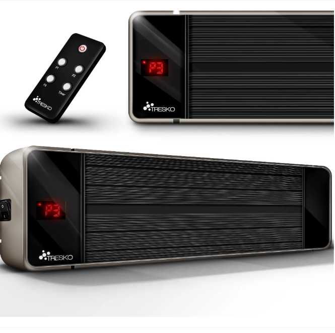 TRESKO Ciemny promiennik ciepła 1200W  Grzejnik tarasowy Czarny IRD