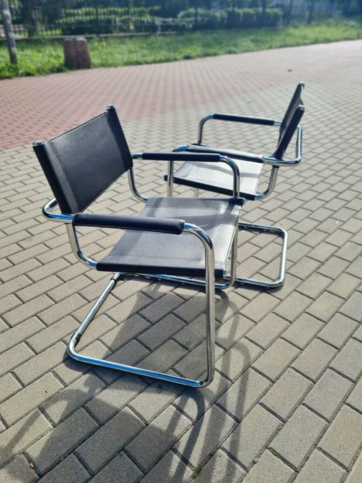 Krzesło Bauhaus skórzane w chromie insp.proj. Mart Stam