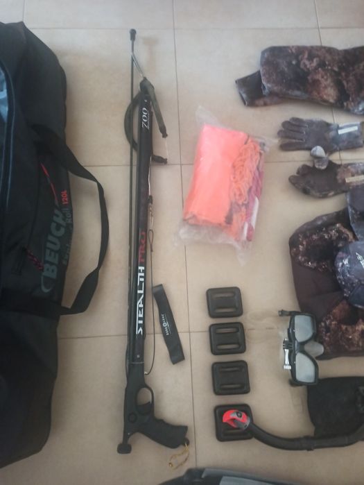 Mergulho, Caça submarina, Pesca, Trolley, Fato, Boia, Pesos, Cinto