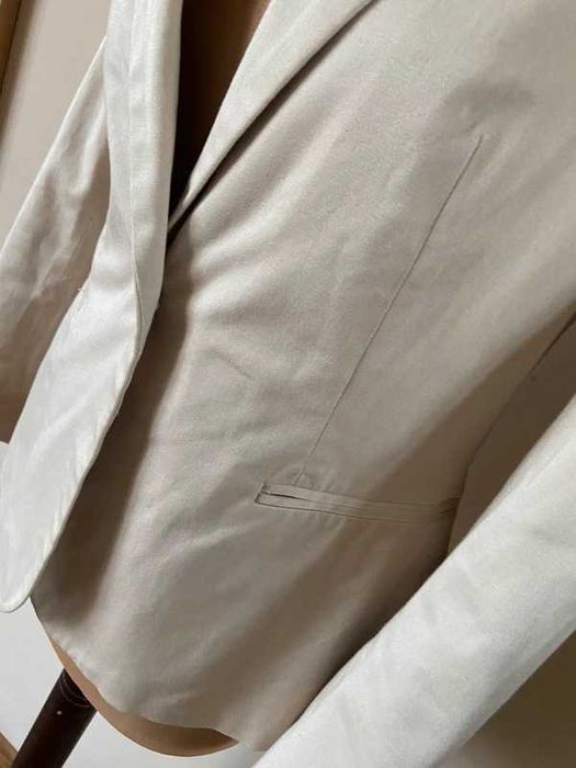 Zara zakiet marynarka krem m l 38 40 basic bez pastele