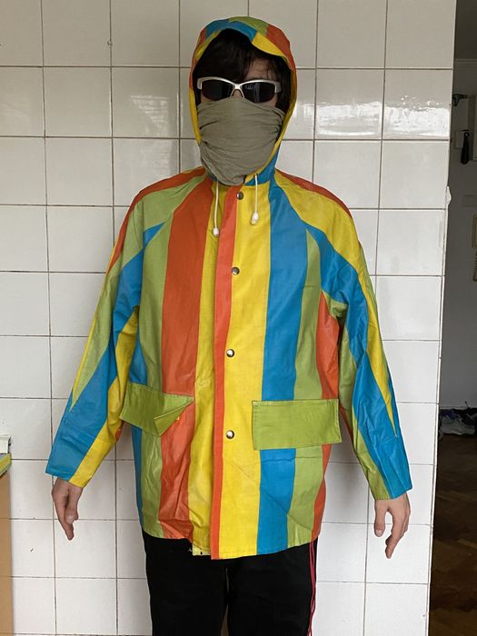 Разноцветный дождевик vintage y2k off white