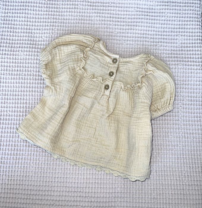 Newbie muślinowa bluzeczka bluzka koszula guziczki falbanki r. 62