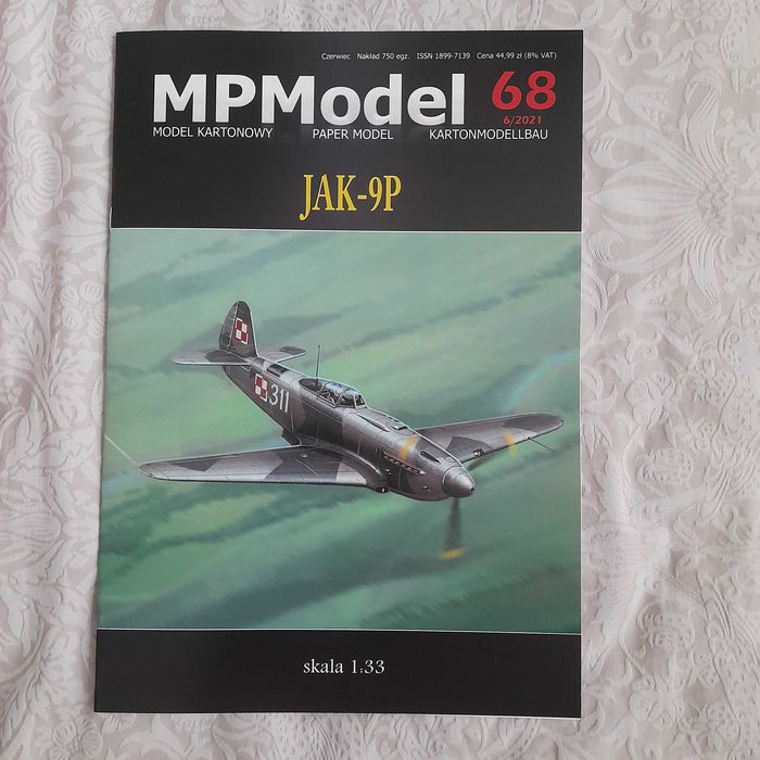 Samolot myśliwski Jak-9P, 1:33, wyd. MPModel, stan bardzo dobry