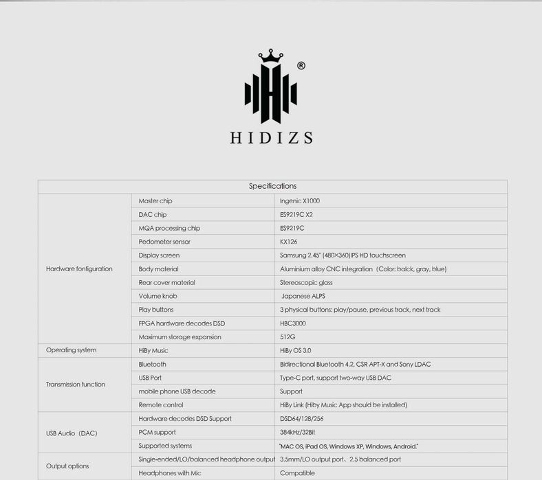 Новый HiRes плеер Hidizs AP 80 Pro-X: 5 300 грн. - Mp3 плеєри Харків на Olx