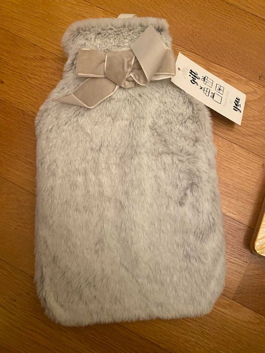 NOWY gumowy termofor na wode w pokrowcu  - futerku