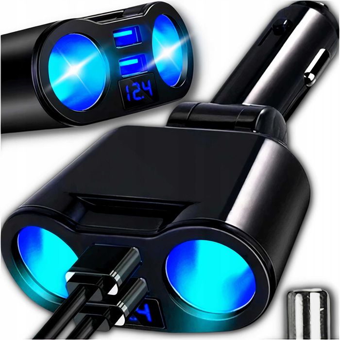 Rozdzielacz zapalniczki ładowarka 2 usb woltomierz #25