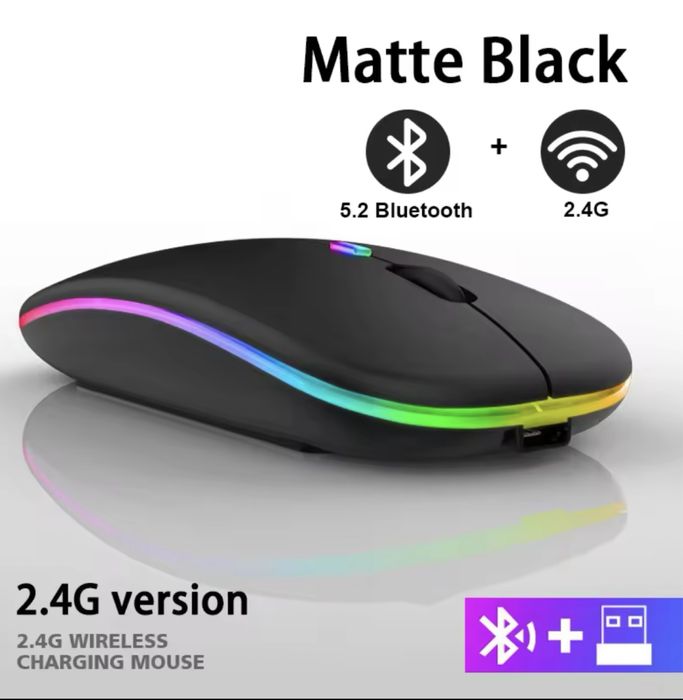RGB мышка беспроводная, перезаряжаемая