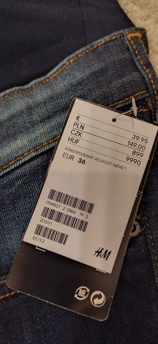 Spodnie ciążowe jeansy H&M 36 nowe+ gratis