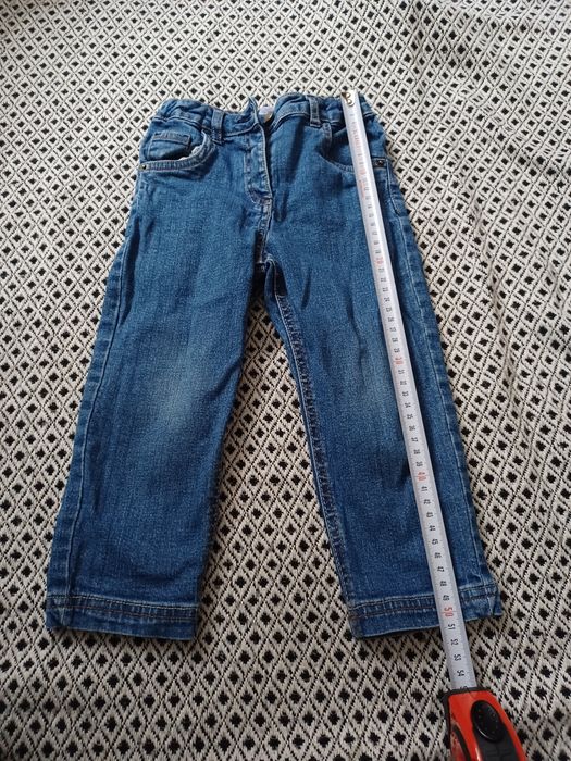 Spodnie jeansy dzinsowe niebieskie 2-3 lata 90-98 George na guzik zwęż