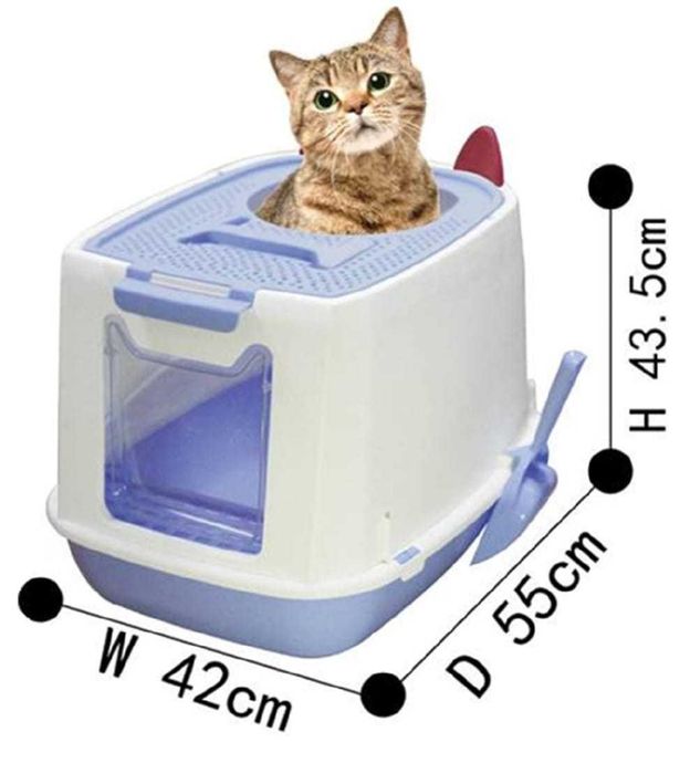WC para gatos com entrada superior e porta frontal – 55 x 42 x 43,5 cm