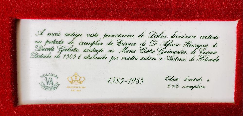 A mais antiga Vista Panorâmica de Lisboa Vista Alegre Coleção Limitada