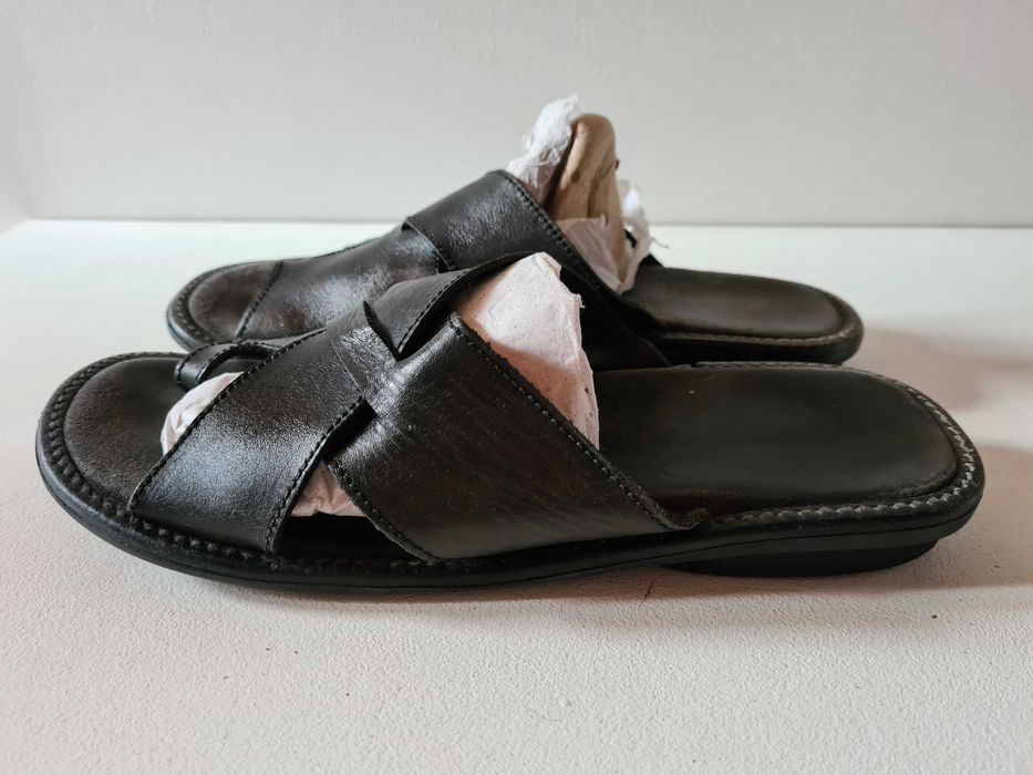 Skórzane klapki męski japonki czarne skóra naturalna 44/45