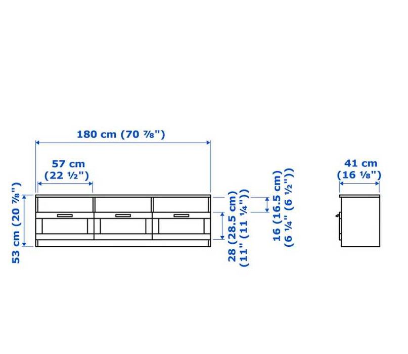 Móvel de TV IKEA Brimnes Preto c/ 3 Gavetas 180x41x53cm (Excelente Estado)