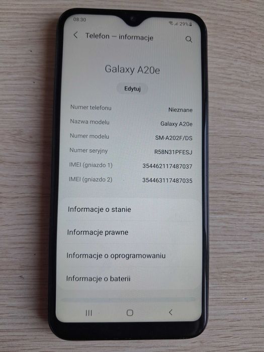 Telefon Samsung Galaxy A20e 3/32gb Android 11 SM-A202F 5.8 cala Dual Sim