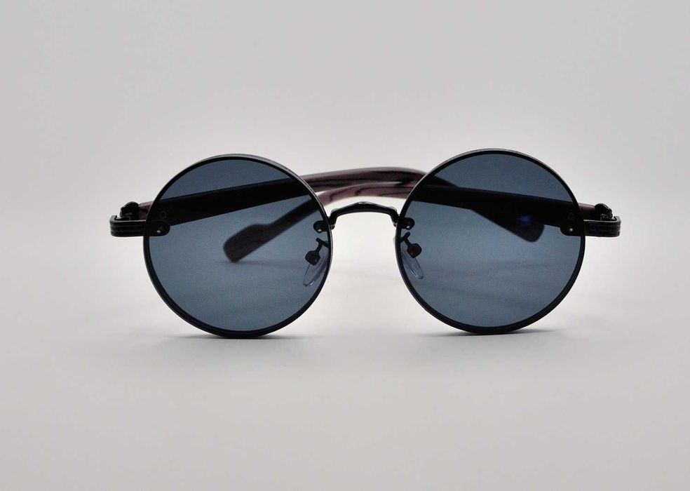 Солнцезащитные круглые очки в стиле ретро с деревянными дужками