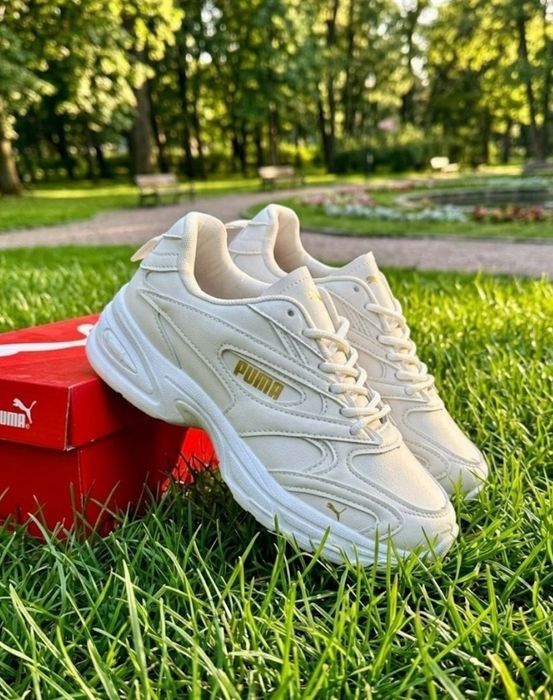 Жіночі весняні кросівки Puma/натуральна шкіра/бежеві кросівки пума