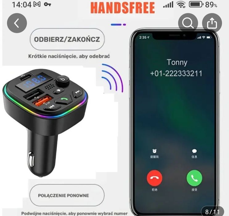Transmiter FM, bluetooth. Nowy
