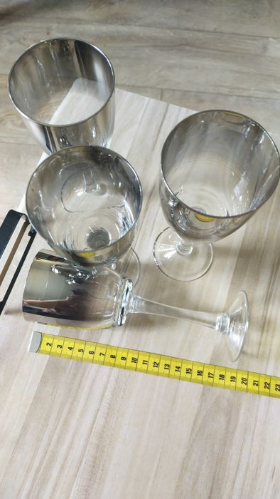 4 platynowane kieliszki / Krosno / PRL, lata 70te