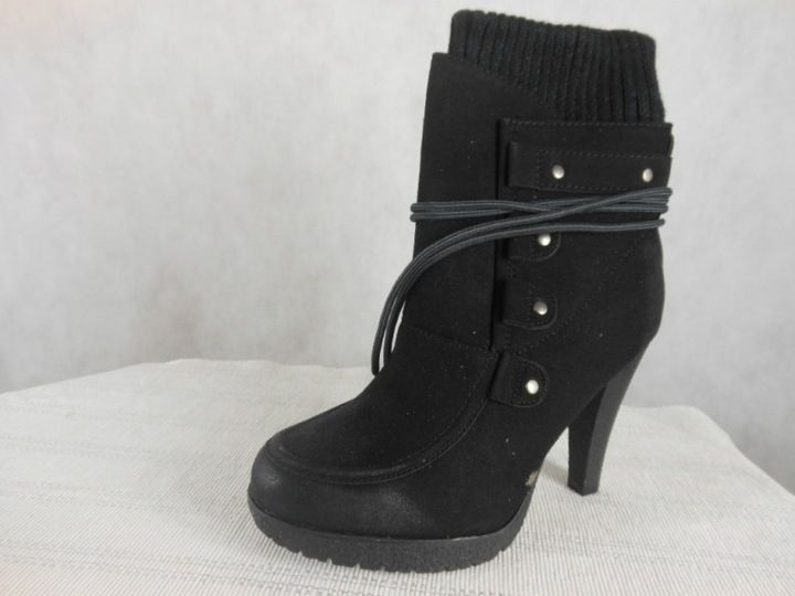 KOZAKI BOTKI NA obcasie czarne Z ocieplaczem 40